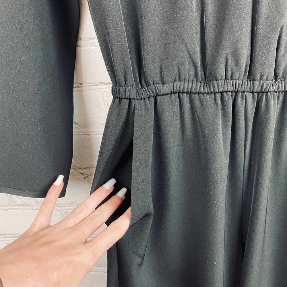 H&M Long Sleeve Black Pant V-Neck Jumpsuit 2 - Picture 5 of 10